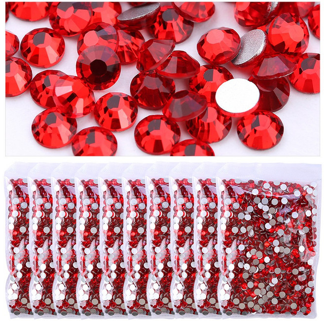 의류용 대량 라인석 DIY 플랫 백 다이아몬드 네일 장식 크리스탈 AB 글리터 페이스 아트 스톤, [03] Lt siam, [01] SS6 x 10bags, [03] Lt siam, 17.Lt siam - SS6 x 10bags