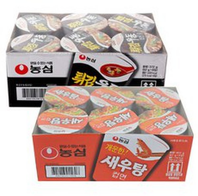 농심 튀김우동 컵라면 + 새우탕 컵라면 컵라면 작은컵(소), 1팩