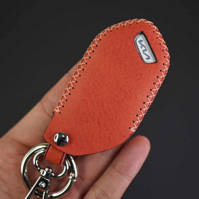 페레노 기아 스마트키 가죽 차키케이스 쏘렌토 카니발KA4 스포티지 셀토스 EV3 타스만 EV6 호환, PK18(7버튼), 핑크