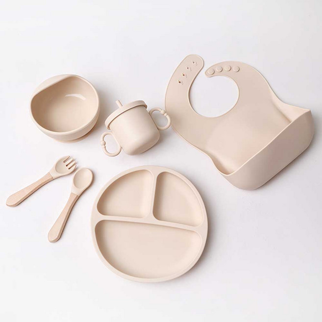 핫버튼 이유식 흡착볼 유아식식기 유아식 식판, 베이지, 1개