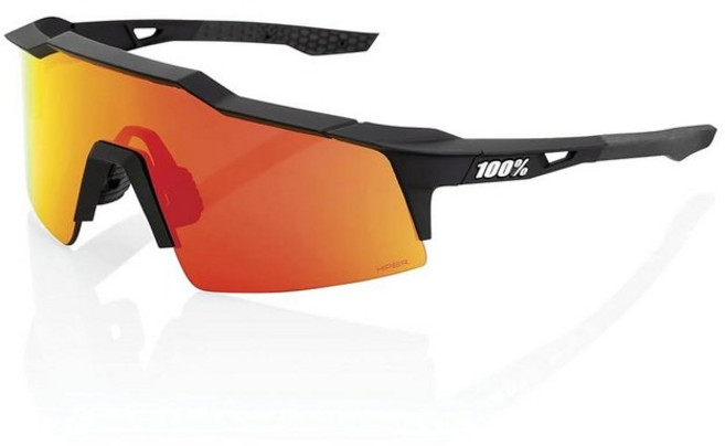 100% SPEEDCRAFT SL 스포츠 퍼포먼스 사이클링 선글라스 (광택 반투명 그레이 - 퍼플 멀티레이어 미러 렌즈) 116468, Soft Tact Black - Hiper Red M