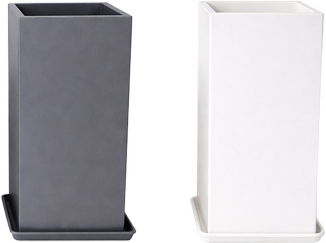 모던레시피 높은 사각 기둥 플라스틱 화분 받침 세트 / 모던 인테리어 감성 화분, 1개, 화이트