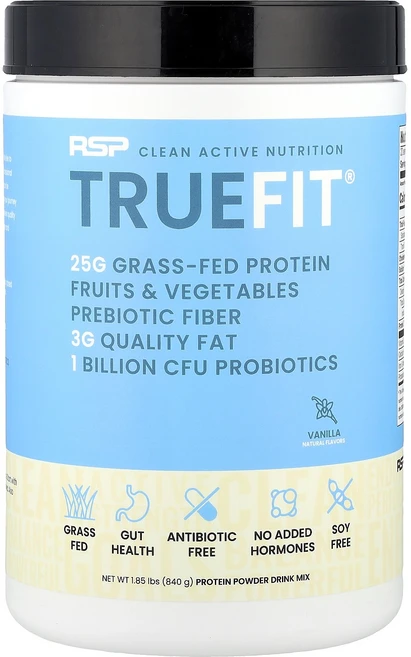 알에스피뉴트리션 RSP NUTRITION TrueFit® Grass-Fed Protein Powder Drink Mix Vanilla 1.85 lbs 840 g, 840g - 쿠팡