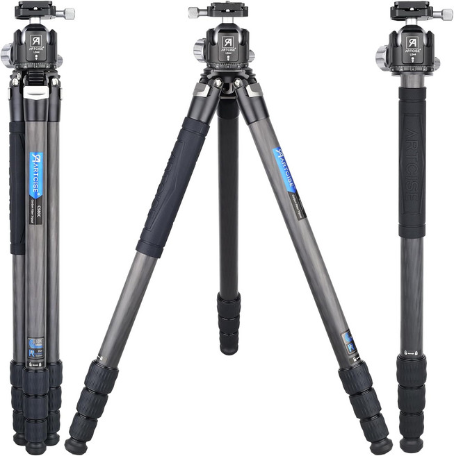 DSLR 카메라 비디오 캠코더 10층 탄소 섬유 튜브 32.5mm 레그 맥스 하중 44파운드의 44mm 로우 프로파일 볼 헤드 ARTCISE 프로페셔널 헤비 듀티 삼각대 모노포드