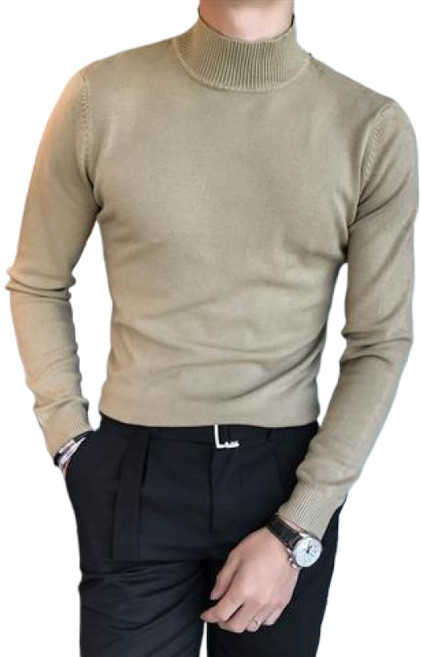 남자 반폴라 니트 가을 겨울 도톰한 보온 니트 기모 반폴라 니트 슬림 화이트 니트 이너 패션 빅사이즈 학생긴팔티