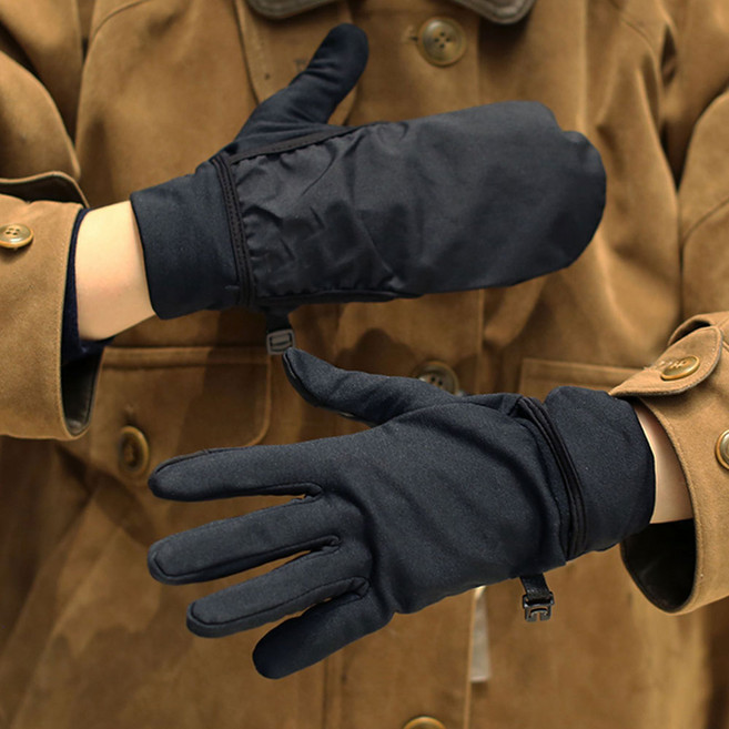 라온파인 벙어리 커버 런닝 장갑 조깅 등산 방한 보온 방풍 글러브 터치 겨울, 1개, 블랙