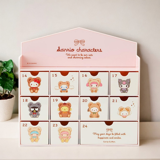 일본 산리오 캐릭터 크리스마스 디데이 양면 어드벤트 캘린더 서랍장, 1개, 혼합