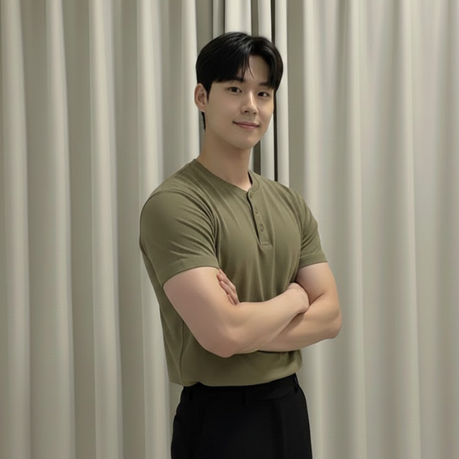 데일로엔 남자 데일리 머슬핏 무지 반팔 이너 티셔츠