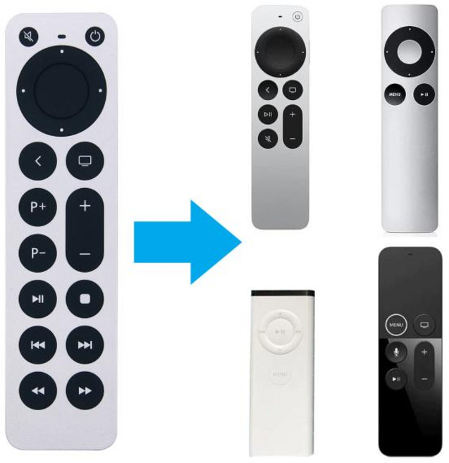 Apple tv 4K Gen 1 2 3 4 HD A2169 A1842 A1625 A1427 A1378 A1218용 교체용 Apple TV 리모컨전원 및 TV 제어 기능 포함