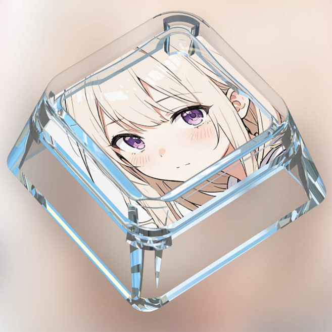 크릿 게이밍 애니메이션 일러스트 투명 포인트 키캡, 퓨어 블론드