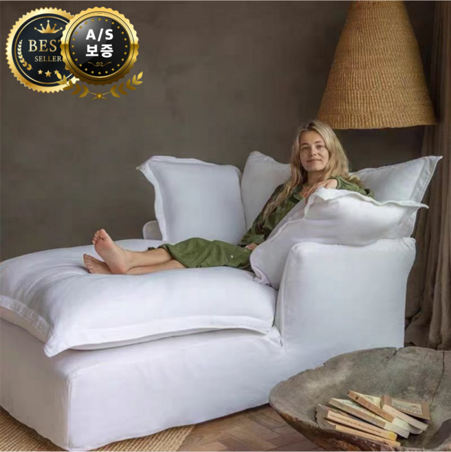 CasaLinen 프리미엄 북유럽 클라우드 린넨혼방 소파 부드러운 울트라 쿠션 패브릭쇼파 침대형 커버 분리 세탁가능소파