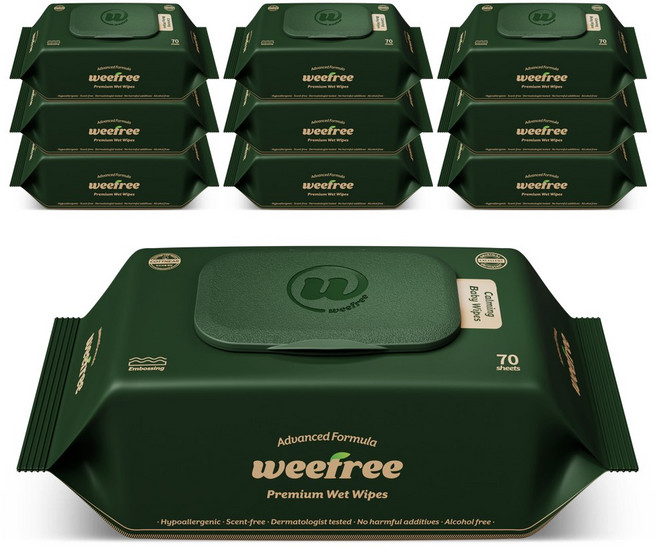 위프리 카밍 그린 엠보싱 아기물티슈, 10개, 70매, 75g