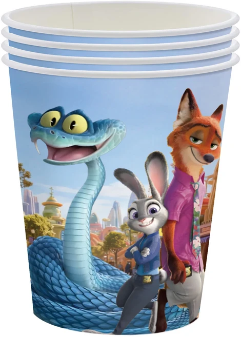 주토피아 닉과 주디 파티 장식 일회용 식기 세트 테이블보 배너 케이크 토퍼 풍선 생일 용품, 09 10pcs Cups