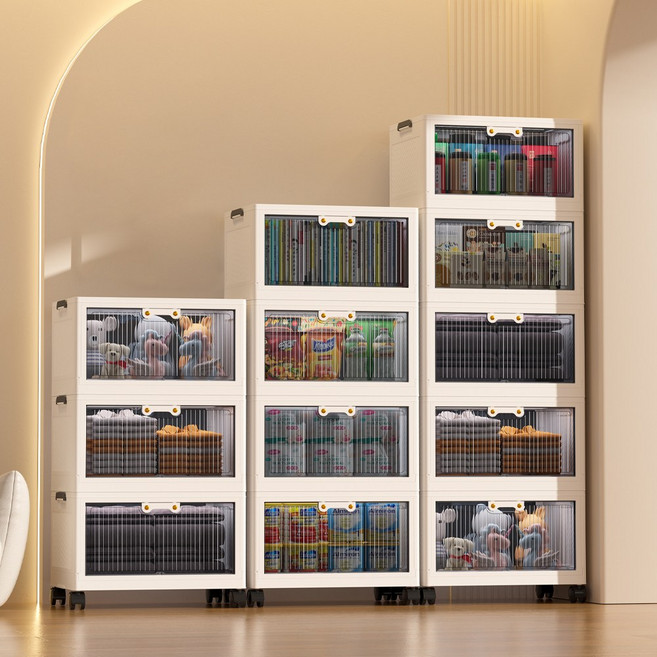 빌라드 하우스 투명 오픈형 폴딩 리빙박스 다용도 수납정리함 캠핑박스, 1세트