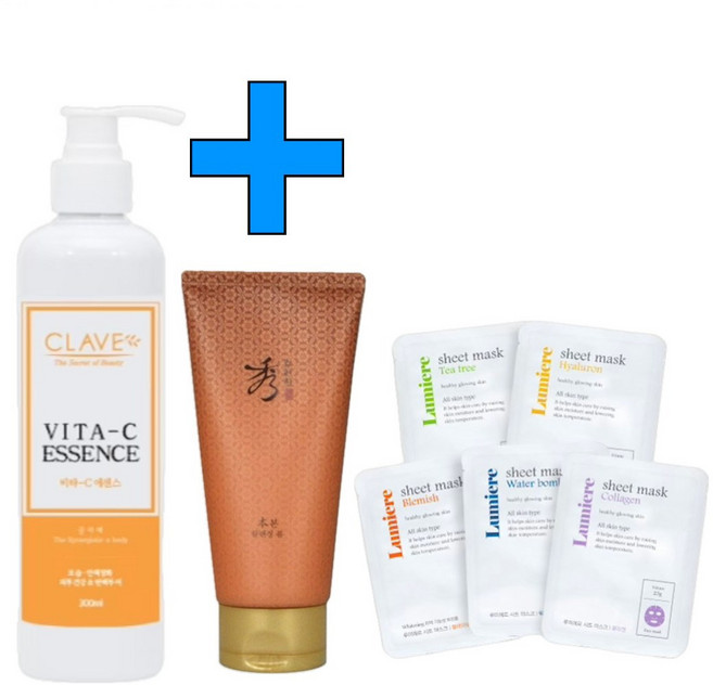 끌라베 비타C 에센스 대용량 300ml+수려한 클렌징폼 100ml+루미에르 시트팩 5매