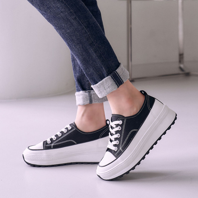 에스유니 여성 캔버스화 통굽 6cm 키높이운동화 캐주얼화 사은품증정