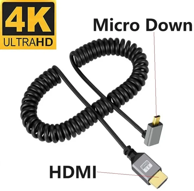 0.5-2.4M 4K60HZ HDMI 플렉시블 스파이럴 케이블 미니 마이크로 호환 TO 미니hdmi 마이크로hdmi 코일 연장, 01 0.5-2.4 m