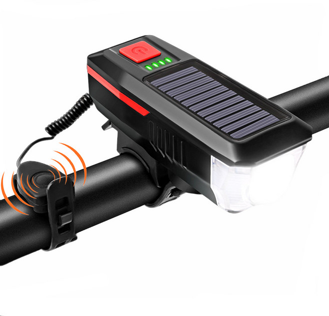 인투잇 LED 자전거 라이트 전조등 전자벨 세트, 1개, 블랙