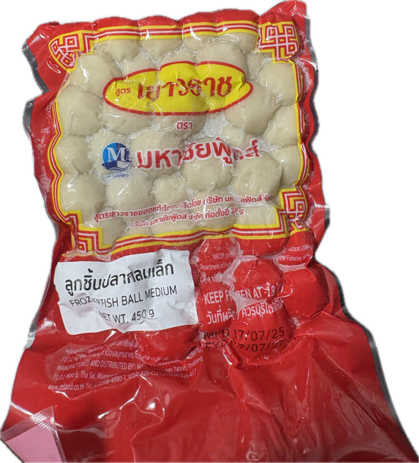 태국 마하차이 냉동 피쉬볼 수끼 훠궈 샤브샤브재료 태국요리 Thai FISHBALL, 3개, 450g