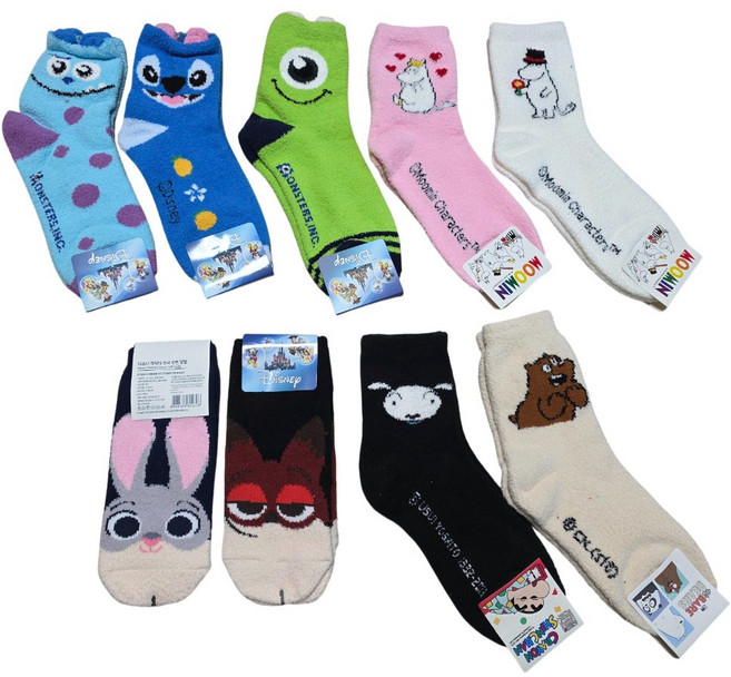 캐릭터 수면양말 디즈니 무민 주토피아 남녀공용