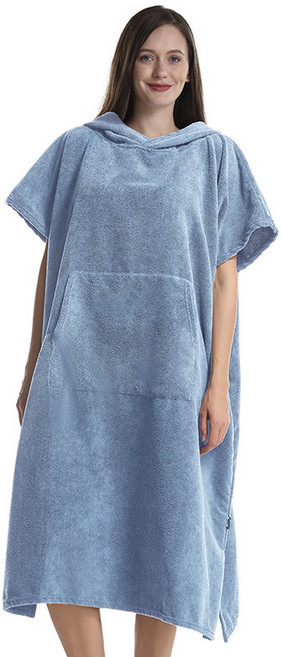 超細纖維毛圈毛巾料浴袍換衣斗篷連帽浴巾沙灘衝浪游泳成人斗篷