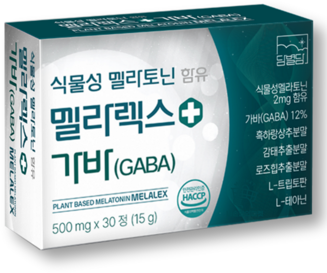 식물성 멜라토닌 2mg 식약청인증 HACCP 가바 테아닌 멜라렉스, 1개, 30정