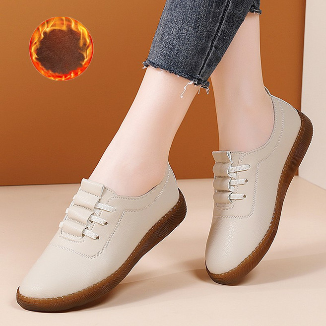 DarjinQD 여성 가죽 로퍼 소프트 플랫 발편한 슬립온 여성 단화 가볍고 편한 여성 신발