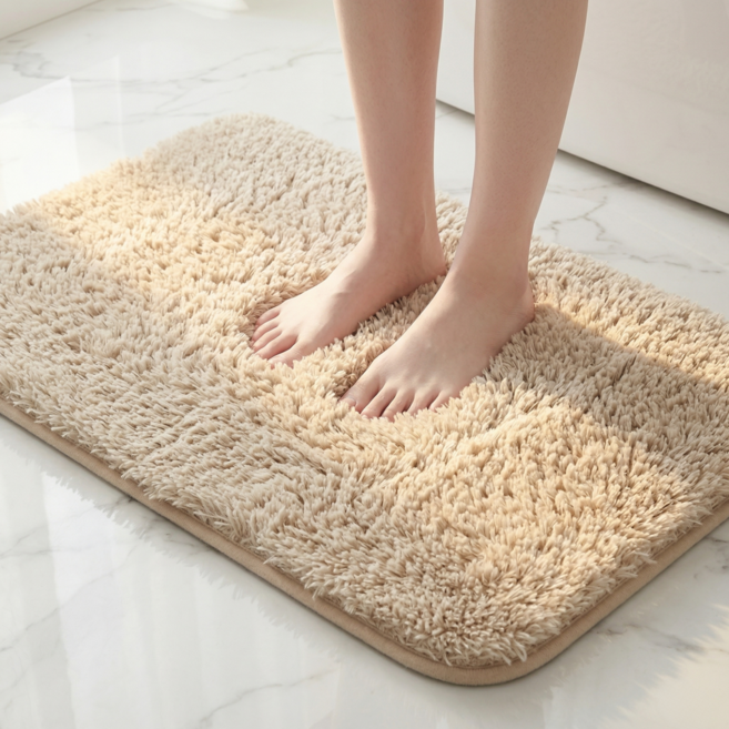 극세사 호텔 욕실 발매트 미끄럼 방지 물 흡수 화장실 매트, 모던베이지