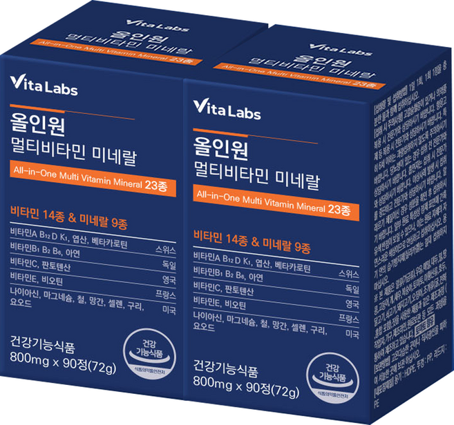 비타랩스 6개월분 올인원 멀티비타민 미네랄 23종, 90정