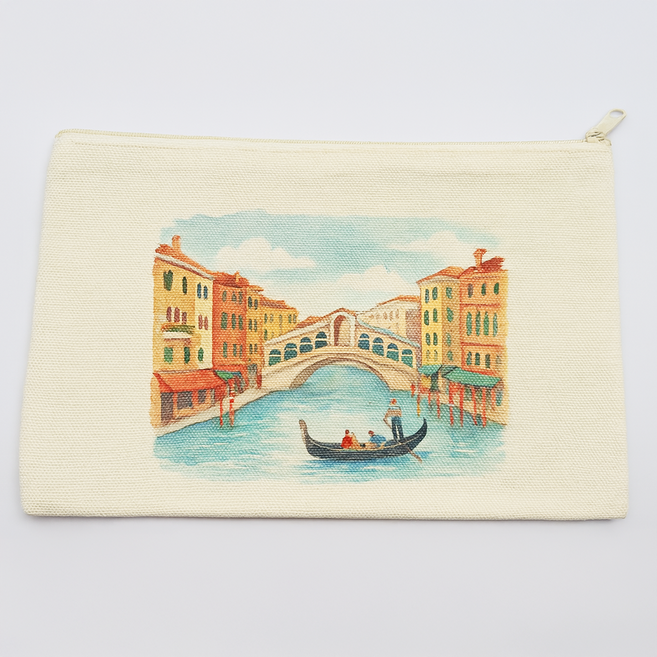 폴리에스터 코튼 캔버스 DIY 무지 파우치, 스킨컬러, 5개