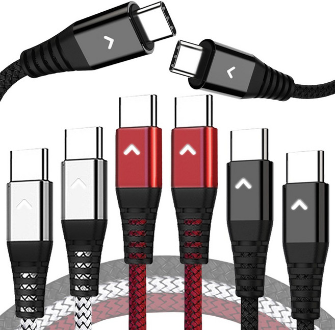 베리어 100W LED PD C to C타입 고속충전 케이블 3개입, 1.8m, 혼합, 3개