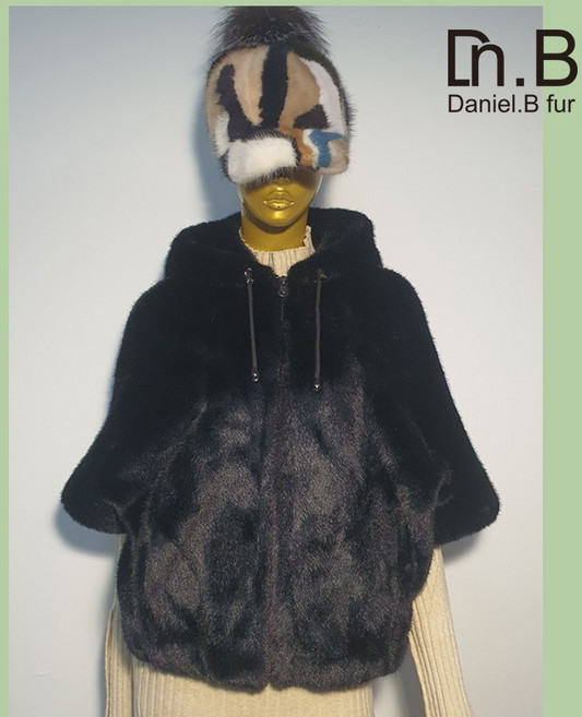 디앤비퍼 백화점 프리미엄 에코퍼 후드 여성 가오리 자켓 코트