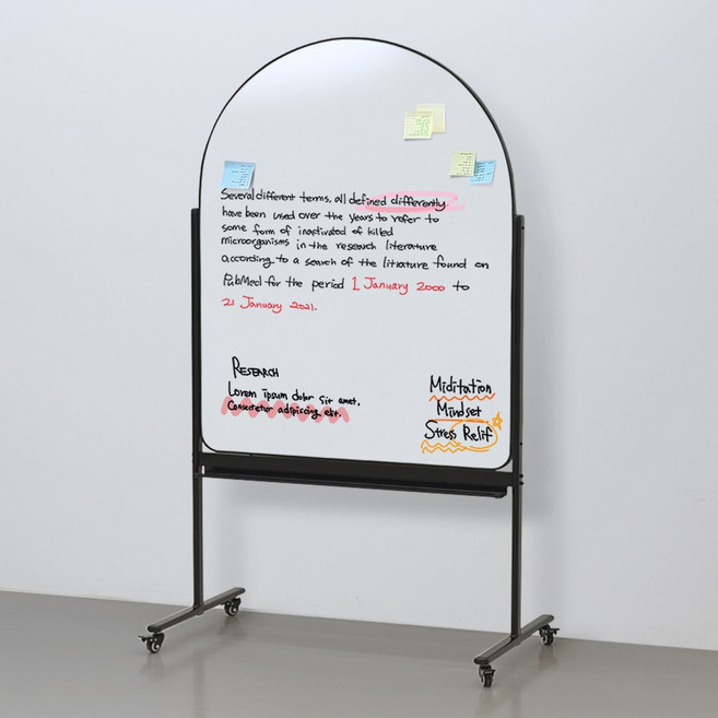 더조은칠판 아치형 양면 화이트보드, 블랙 알루미늄