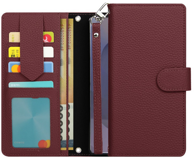 삼성 갤럭시 S25 (SM-S931) / 오엔이 모던오플오프 천연소가죽 카드분실방지패드내장 다이어리 폰 케이스 + 손목스트랩