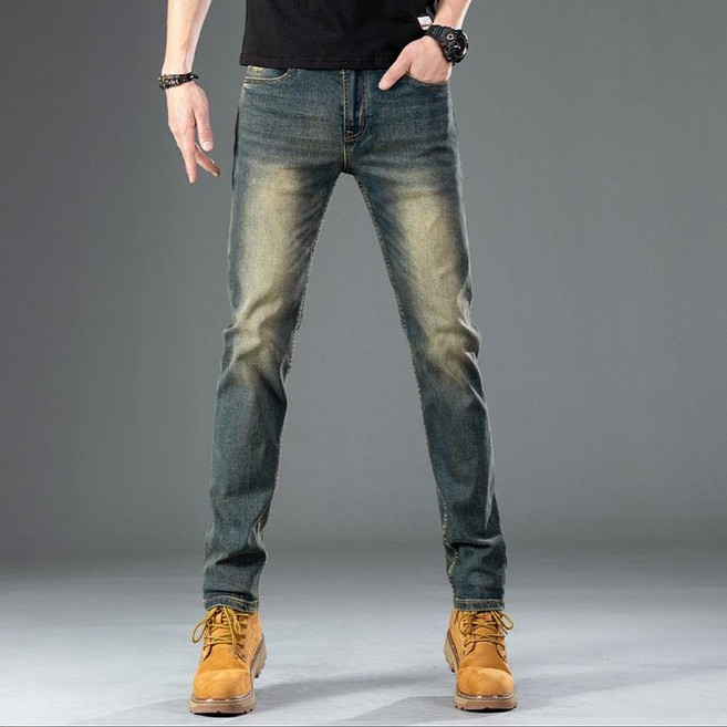 남성 겨울 기모 두툼 스판 워싱 청바지 캐주얼 슬림핏 데님 긴바지 팬츠 패션 코디