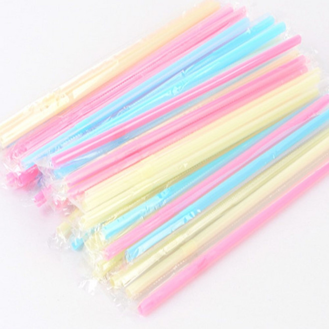 솜다락 일회용 주름 빨대 50P 업소용빨대, 4x160mm