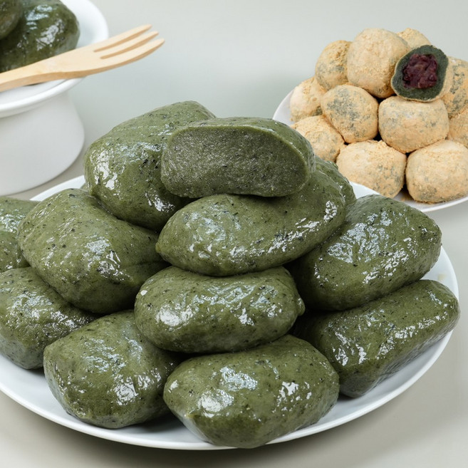 소소락 저당 쑥개떡 1kg+쑥찹쌀떡 1kg. 국내산 찹쌀 해풍쑥 개별포장., 2박스, 1kg