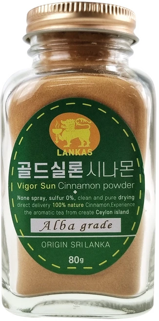 식약청인정 풍미가 깊은 랑카스 골드 실론 시나몬 가루 파우더, 80g, 1개 - 쿠팡