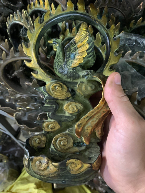 純銅火鳳凰倒流香 雲紋底座, 如圖所示