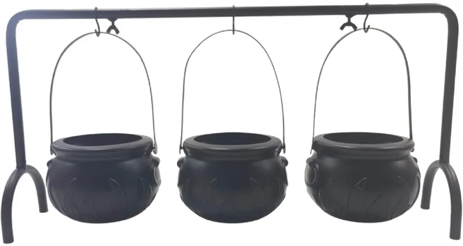 가마솥 간식 마녀 할로윈 호박 그릇 바구니 양동이 사탕 플라스틱 장식을위한 검은 테이블 미니, Bla