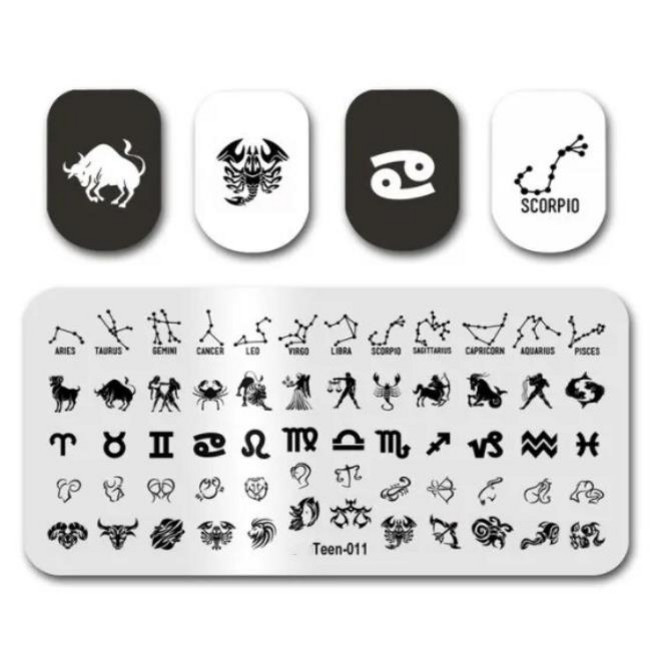 네일용스티커 섹시한 레이디 네일 아트 템플릿 스탬핑 플레이트 디자인 뱀 마우스 드래곤 글라스 온도 레이, 1개, 03 TL-Teen-011