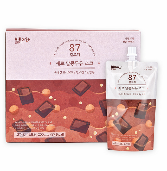 킬로리 제로 달콩 단백질 두유 초코맛, 200ml, 12개