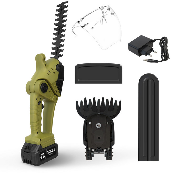 [하이쇼핑] 타이거 전지왕 2in1 세트 무선 충전 전정기 충전식 헤지트리머 헤지커터 가지치기, 1개