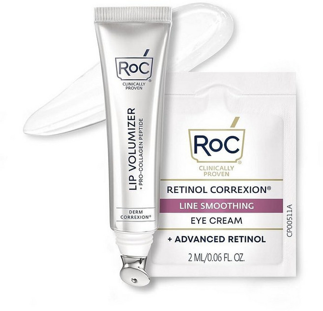 RoC Derm Correxion 어드밴스드 레티놀 퍼밍 세럼 스틱 항산화 물질 포함 주름과 웃음 라인을 눈에 띄게 조이고 탄탄하게 함 28.3g(1온스) 아이 크림 패킷, Lip Volumizer, 1, 1