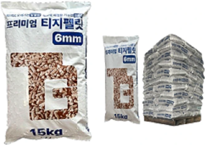 러시아산 6mm 우드펠렛 목재펠릿 15kg 소포장 화목난로연료뗄감 캠핑 반려동물 배딩용 고양이화장실 모래 - 쿠팡