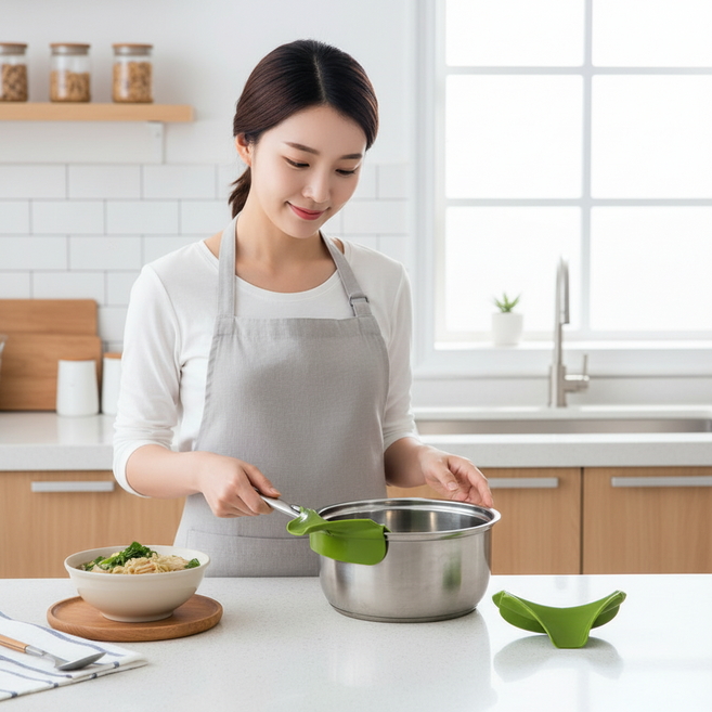 주방 실리콘 국물 따르개 대용량 냄비 소스 흘림 방지 깔때기 R, 2실리콘따르개-블루