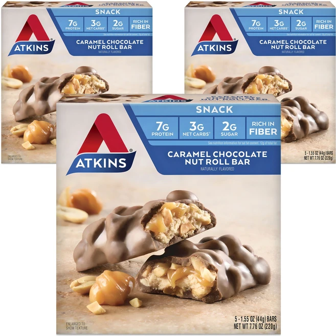앳킨스 프로틴 바 캐러멜 초콜릿 너트 롤, 220g, 3개 - 쿠팡