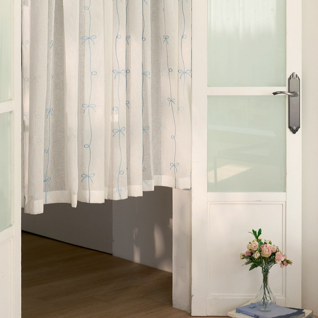 릴리 리본 자수 커튼