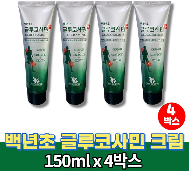 바르는 백년초 글루코사민 크림 백련초 운동 전 후 스포츠 맛사지 마사지 젤 겔 수용성젤 멘톨, 4박스