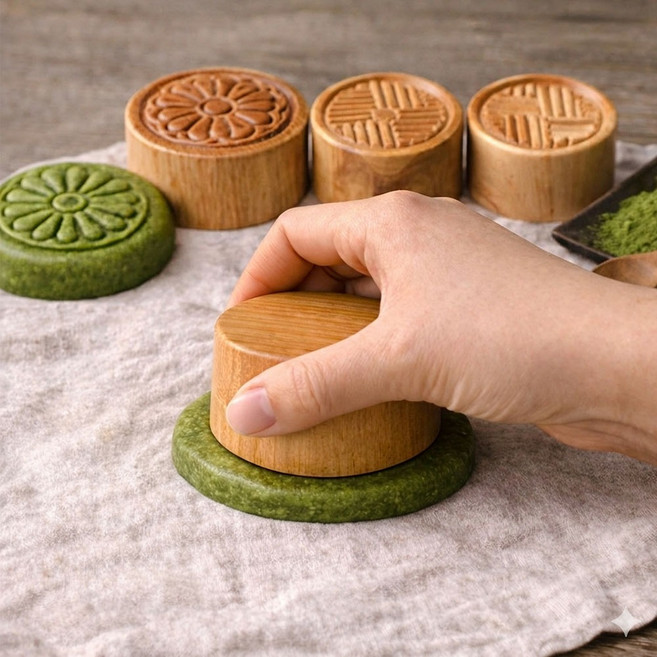 국산 원목 개반 떡도장 1P ( 전통 문화 체험 떡틀 다식판 추석 명절 떡만들기 문양도장 떡스탬프 쿠키커터 간식만들기 ), 매화 1P